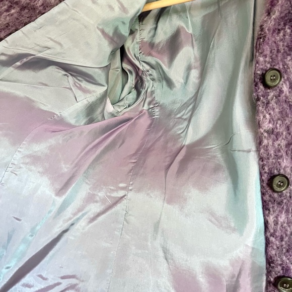 VINTAGE MOHAIR ALPACA WOOL VIOLET SHORT JACKET BLAZER FUZZY S M GERMANY - Picture 9 of 11